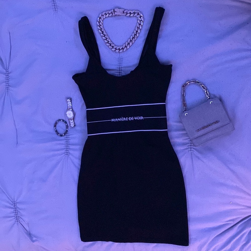 Black Mini Dress with Corset like Belt